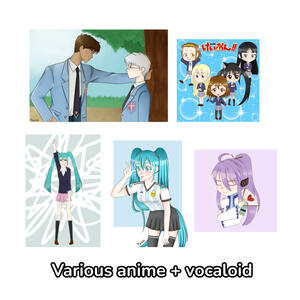 Various anime and vocaloid A5 and square prints