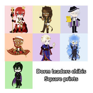 Twisted Wonderland dorm leaders chibi square prints